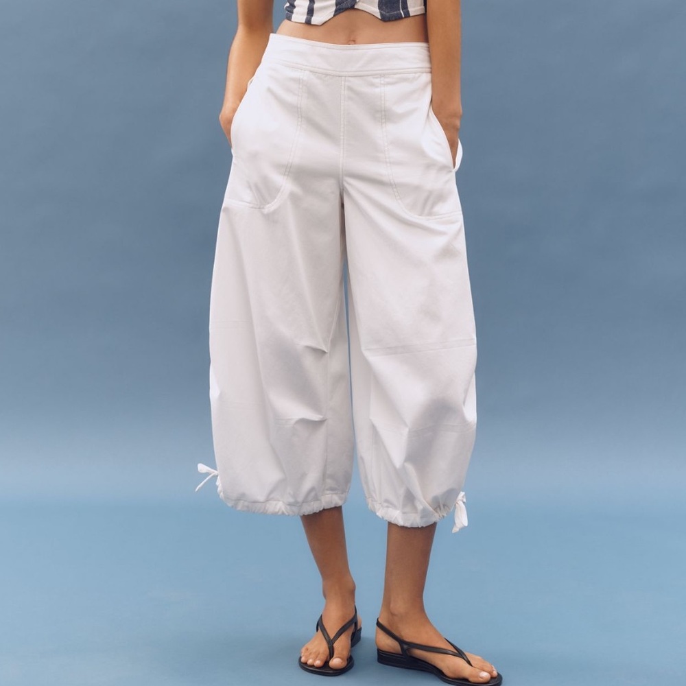 Anthropologie Pilcro White Drawstring Cotton Pants